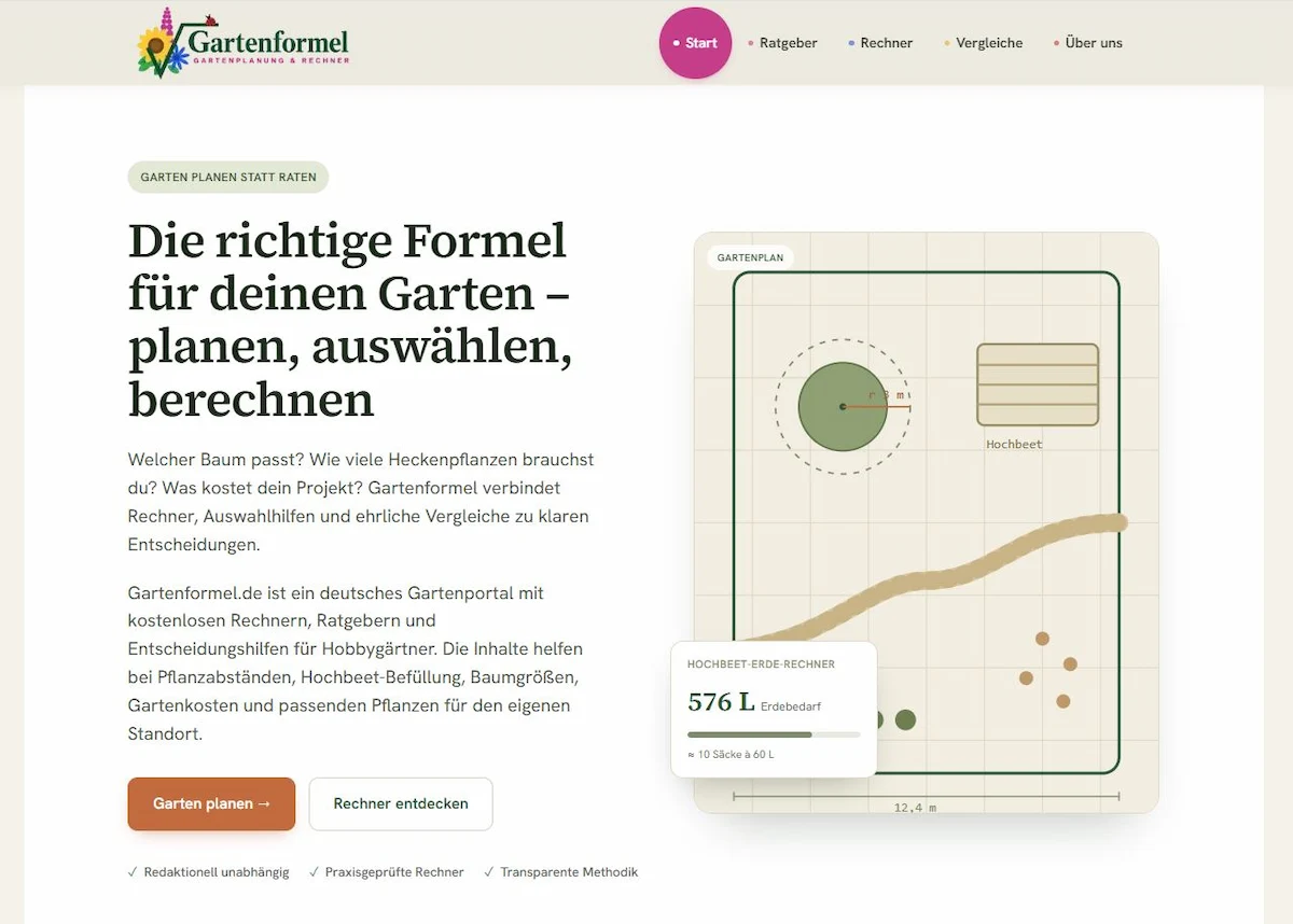 Vorschau der Startseite von Gartenformel.de